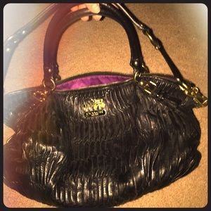 Black leather Coach handbag